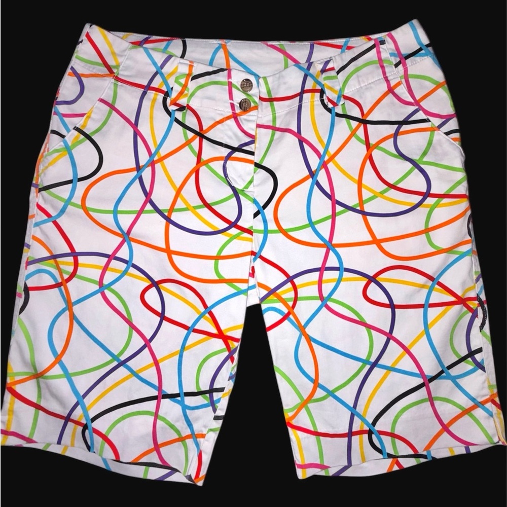 Loudmouth Golf Colorful Scribble Print Shorts Women’s 8 Bold Statement Stretch